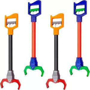 Lewtemi 4Pcs 인터랙티브 그래버 클로 로봇 팔 팩 리처 픽업 도구 및 핸드 코디네이션 플레이 18인치(레드