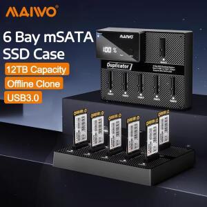 MAIWO 6베이 mSATA SSD 리더 클로너 도킹 스테이션 to USB 3.0 어댑터 케이스 고속 칩셋 12TB 용량
