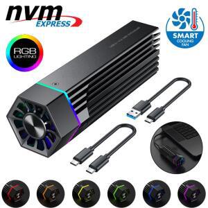 냉각 팬이 포함된 M2 케이스 RGB SSD 박스 NVMe 인클로저 PCI-E - Key/B 2280/2260/2242/2230용 USB3.1 Gen