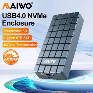 MAIWO 외장형 하드 드라이브 케이스와 호환  알루미늄 USB 4.0 40Gbps M.2 NVMe SSD 인클로저 썬더볼트 4/3