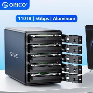 ORICO 2/4/5베이 하드디스크 엔클로저 3.5인치 HDD 도킹 스테이션 SATA USB 외장 케이스 110TB 툴프리