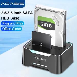 Acasis 듀얼 베이 하드 드라이브 도킹 스테이션 케이스2.5 3.5 SSD 디스크 HDD 박스 인클로저오프라인 복제
