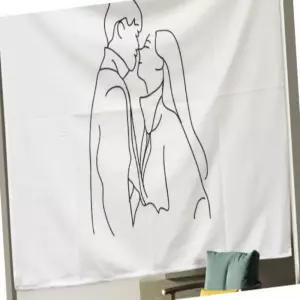 세모소 연인배경포스터 이벤트가게배경천 낭만연인일러스트 폴리에스터 150X200CM 1개