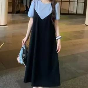 여름 뷔스티에 반팔 롱 원피스 휴양지 레이어드