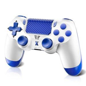 Puiseno Wireless Controller for PS-4, Dual Sensing/Touchpad/Speaker/3.5mm Game PS4/Slim/Pro Jack Joystick/Motion Sensor, with Console/PC Audio Vibration Compatible Upgraded Headphone, Six-Axis (Sky