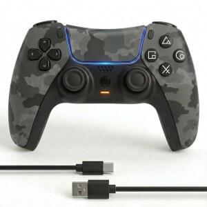 Autker Wireless Controller for PS5 with1500mAh Vibration, with Audio 6-Axis Gray) Slim/PS5 (Camouflage Compatible Battery, 3.5mm Motion Dual Jack, Gamepad Speaker, Pro/PC