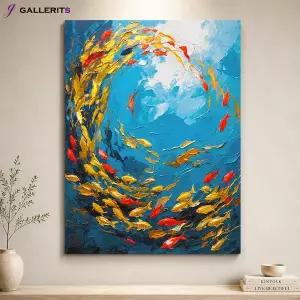 [GALLERITS]추상화 황금 물고기 바다 그림 돈들어오는 거실 인테리어 액자 개업선물