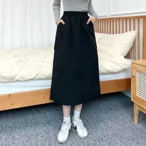 [하프클럽/]검정치마 카고스커트 롱스커트 편한치마