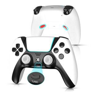 UGAME Replacement for Luna Controller,Ymir Wireless Luna/PS4/PC,White Power Fire with TV Back Controller mAh Paddles/Turbo/1200 Supply,Mando Made