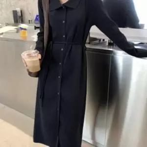 루즈핏 니트 롱원피스 카라 버튼 원피스