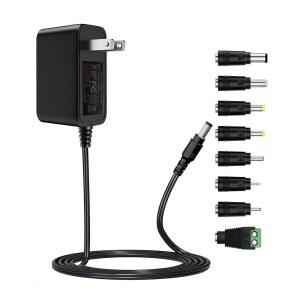 8개의 DC 커넥터, AC 100-240V에서 12V 미국 어댑터 공급 AKINGUAR 트랜스포머 조명용 플러그, LED 2.1MM 라우터, 오디오/비디오, 5.5MM CCTV 카메라, 전원 X 2A