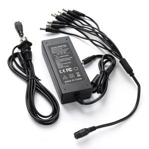 12V 5A 전원 공급 AC DC 2.1MM) 카메라 (5.5MM + 스트립 5.5MM CCTV NVR HVR(아날로그, 8방향 어댑터 LED 3528 5050 조명, 케이블, DVR X 출력 IP)용 AHD, 2.5MM RGB 스플리터 플러그
