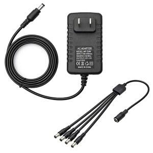 TNUOCKE 12V 2A 100V-240V AC-DC 전원 H-M-026 전력 카메라 어댑터 4방향 5.5X2.1MM CCTV 분배 / DVR 케이블