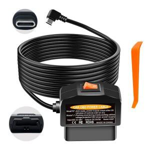 OBD2 대시캠 전원 케이블 USB C, 보호(11.6V 모드, 저전압 스위치, 주차 갖춘 TYPE-C 키트 기능을 TO 앤 ACC OBD 하드와이어 23.4V), 24/7 모드 감지, 연속 2 플레이 어댑터 / 녹화 플러그
