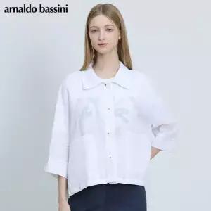 [아날도바시니(ARNALDO BASSINI)] 아웃포켓 버튼 카라 린넨자켓 (택가격: 398000원)