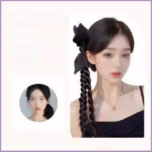 [지앤지] 땋은머리 리본집게핀 헤어피스 반묶음 붙임머리 가발 집게핀