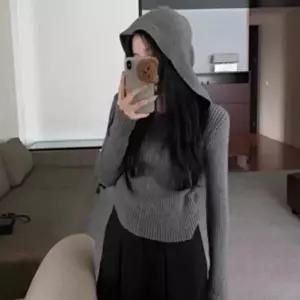데일리룩 골지 슬림 후드니트티 긴팔 봄 가을 니트