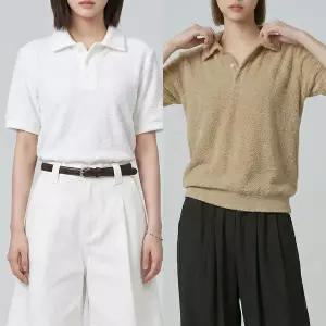 [하프클럽/화이트빌딩]반팔니트 여자 여름 카라티셔츠 빅사이즈