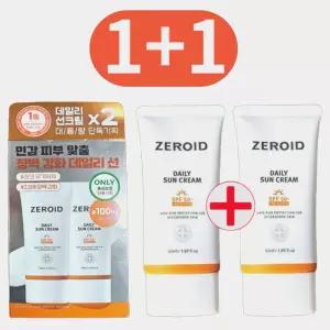 1+1 제로이드 데일리 선크림 50ml+50ml 무기자차 선크림