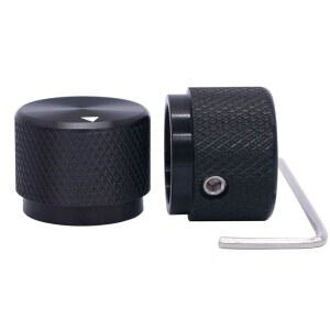 6MM 직경 축 볼륨 조절 오디오 기타 스위치 20MM X 15.5MM용 TAISS 2PCS 블랙 알루미늄 로터리 전자 제어 포텐티오미터 노브 hUV
