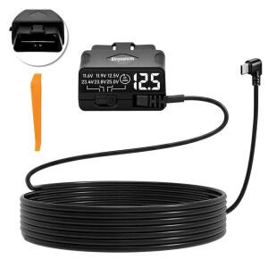 4레벨 저전압 보호 기능이 있는 대시 모드용 카메라용 키트, 전압계, 감지, LED OBD 플러그 5V, 대시캠 플레이 앤 하드와이어 USB 주차 전원 12V-24V ~ 케이블 ACC 11.5피트의