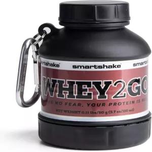 스마트쉐이크 Why2Go 블랙 단백질 파우더 보관 용기 50g - 유청 BPA 프리 셰이커 병 깔때기 110ml 남성용