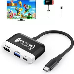 Nintendo Switch 2/Switch/OLED용 스위치 독 4K@60Hz HDMI USB 3.0 포트 C PD 100W 충전 기능이 있는