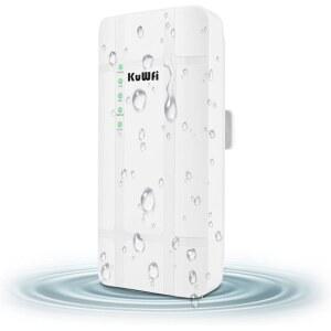 KuWFi 300Mbps 실외 4G LTE CPE WiFi 라우터, 심 카드 슬롯 CAT4 SIM POE 어댑터 포함 (IP 카메라 또는 외부 커버리지) (미국 버전 B2 / B4 B5 B12 B14 B66 B71)
