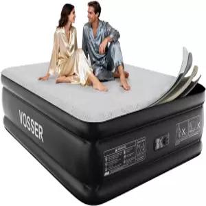 펌프가 내장된 VOSSER 에어 매트리스 퀸 18인치 폼 토퍼가 폭파합니다 럭셔리 인플레이터 2분간 자가