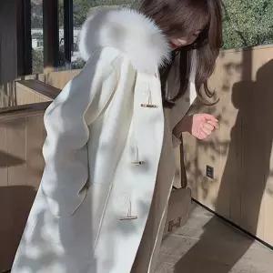 후드 떡볶이 코트 더플 블루 오버핏 자켓 빅사이즈