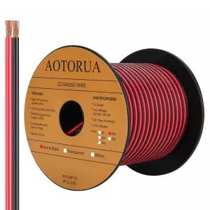 AOTORUA 100피트 22AWG 전선 22/2 게이지 무산소 구리 12V/24V DC 레드 블랙 지퍼 코드 와이어 병렬 연장선