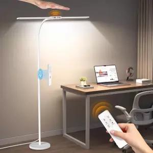 거실 침실 사무실용 Syrinx LED 플로어 램프 18W 2000LM 밝은 독서 듀얼 헤드 구스넥 스탠딩 스마트 모션