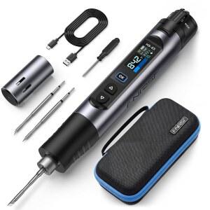 FNIRSI HS-03 무선 납땜 인두 키트, 2600mAh 배터리 휴대용 인두, 212-842 F, 3초 고속 가열, 5단계 온도, 0.96인치 IPS 디스플레이 전자 수리, DIY, PCB용
