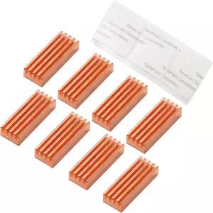 uxcell 8피스 MC-200 구리 방열판 자가 접착 메모리 IC 칩셋 냉각 핀 DDR VGA용 22mm x