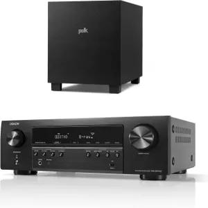 데논 AVR-S570BT 2022 모델 5.2 채널 AV 수신기 포크 모니터 XT10 홈 서브우퍼 10인치 딥 베이스 100W