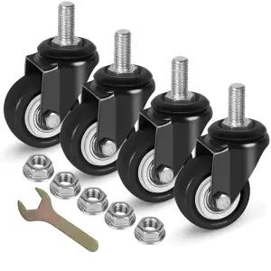 8T8 2인치 캐스터 휠 스레드 스템 3/8 -16x1 스크류 직경 길이 1 카트 테이블 가구용 교체용 헤비 듀티 PU