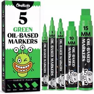 Chalkola 5 그린 페인트 펜 - 금속 패브릭 유리 자동차 타이어 가구 터치업 목재 및 플라스틱 표면용 기반