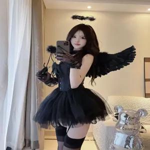 코스프레 연말파티의상 검정 여성용 빈티지 의상 연말파티룩 크리스마스 연말 롱 우아한 소매