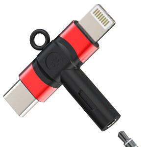 아이폰호환 17용 AUX TO USB C LIGHTNING 17 16 15 14 13 PRO MAX (2IN1) 3.5MM 헤드폰 잭 어댑터 오디오 케이블 동글 여성 남성 포트카 마이크 스플리터 플러그 IPAD용 삼성호환 지원 ㅣHH