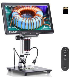 톰로프 DM202 3K 디지털 현미경: 10.1인치 HDMI LCD 현미경 38MP 동전 현미경 돋보기 카메라 전체 화면 마이크로 납땜 TV/PC 호환 DIY 그리드 라인 16GB hDY