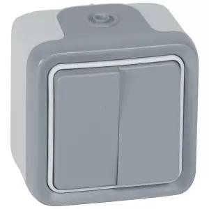 LEGRAND 플렉소 클래식 069715 표면 장착 로커 스위치 불 켜기 더블 토글 10 A/250 V IP55 - IK07 그레이
