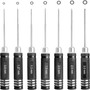 7Pcs 육각 드라이버 세트 0.9mm 앨런 렌치 RC 공구 키트 - 자동차 다축 FPV 레이싱 드론 쿼드콥터 헬리콥터
