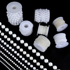 5야드 3-12mm 낚시 라인 인공 모조 진주 라운드 비즈 체인 웨딩 신부 꽃다발 꽃 장식