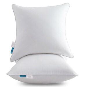 OUBONUN 45.7 X 45.7CM(18 18인치) 베개 (2개 장식용 - 화이트 쌍 45.7CM(18인치) 정사각형 내부 있는 면 인서트 100% 세트) 소파 커버가