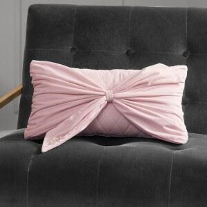 JUICY E 벨벳 보우 디자이너 장식용 핑크 25.4CM 베개 - 라이트 X 45.7CM(10X18인치),