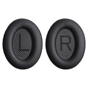 보스 콰이어트컴포트 QC-35-II QC-25 QC-15 QC-2 헤드폰용 오리버 교체 이어패드 쿠션 AE2 / AE2I AE2W 사운드링크 사운드트루 이어 부드러운 단백질 가죽 두께 추가(블랙)