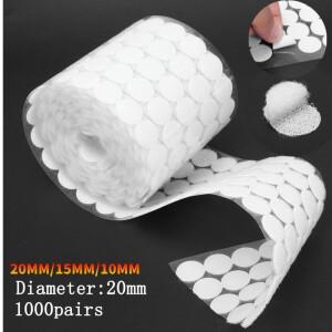 5000-1000쌍 20/15mm 양면 접착 테이프 후크 도트 커튼 커튼 디스크 화이트 핸드백 신발 의류 우산용