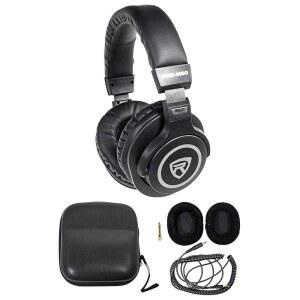 록빌 PRO-M50 스튜디오 모니터링 헤드폰 40MM 네오디뮴 드라이버 탈착식 코일 케이블 교체 가능한 가죽/스위드 이어 패드 하드 케이스 골드 도금 3.5MM / 1/4 어댑터 녹음 및 믹싱용