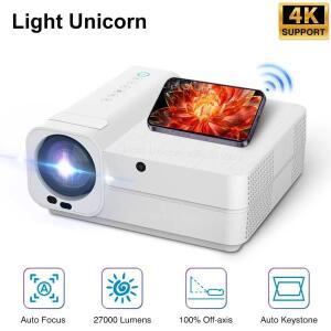 라이트 유니콘 T28 PRO 1080P 풀 HD 27000 루멘 LED 비디오 프로젝터 4K 안드로이드 5G 와이파이 300인치