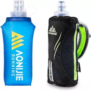 달리기 선수를 위한 AONIJIE 러닝 물병 핸드헬드 6.8인치 휴대폰 장착 접이식 17온스/500ml 소프트